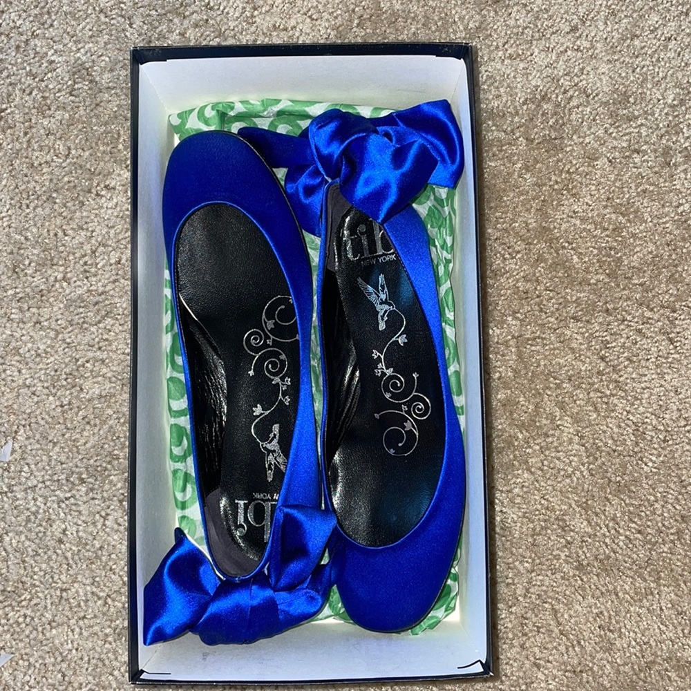 Tibi New York satin blue and leather ballet flats size 6